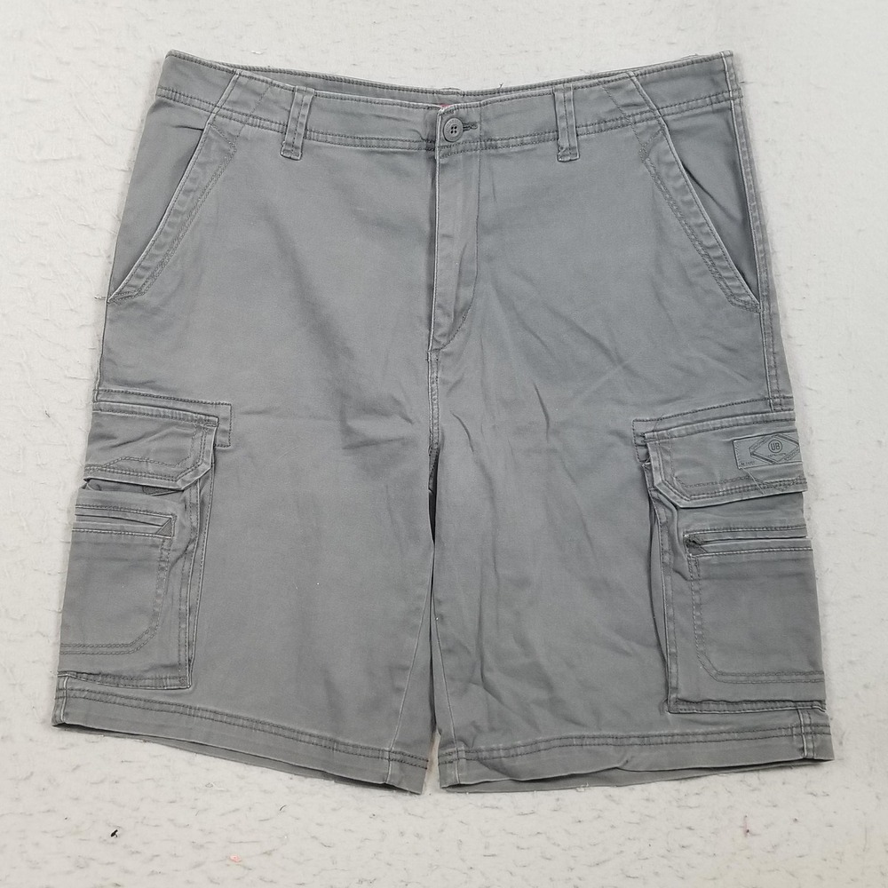 Unionbay Shorts Mens 40 Gray Cargo Canvas Stretch 10 Inseam Casual Pockets